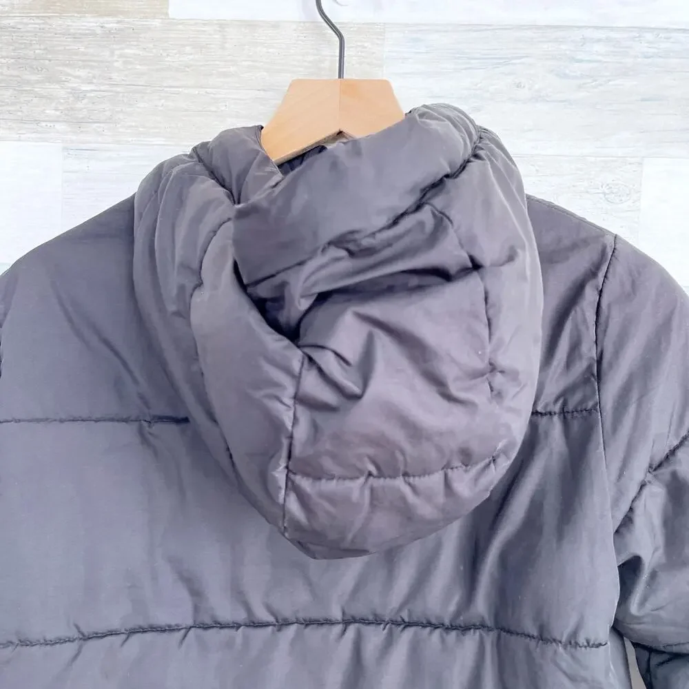 GAP Kids Wamest Puffer Jacket Black Full Zip Hooded Water Resistant Boys Large